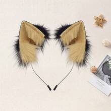 Halloween Fox Ears Headband Plush Animal Ears Hair Hoop Party Headpiece Costume for Men Women - Mostaza Amarilla - Ver 2