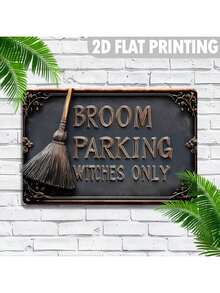 1 Stück Vintage "Nur für Hexenbesen" Metallschild - Rustikales Hexen-Thema Heimdekoration, geeignet für Zuhause, Veranda oder Bauernhaus | 30x20cm Metallwandkunst mit elegantem Rahmen | Perfektes Urlaubsgeschenk für Weihnachten, geeignet für Raumdekoration, zufälliger Lochstil Herbst Dekoration Weihnachtsdekorationen