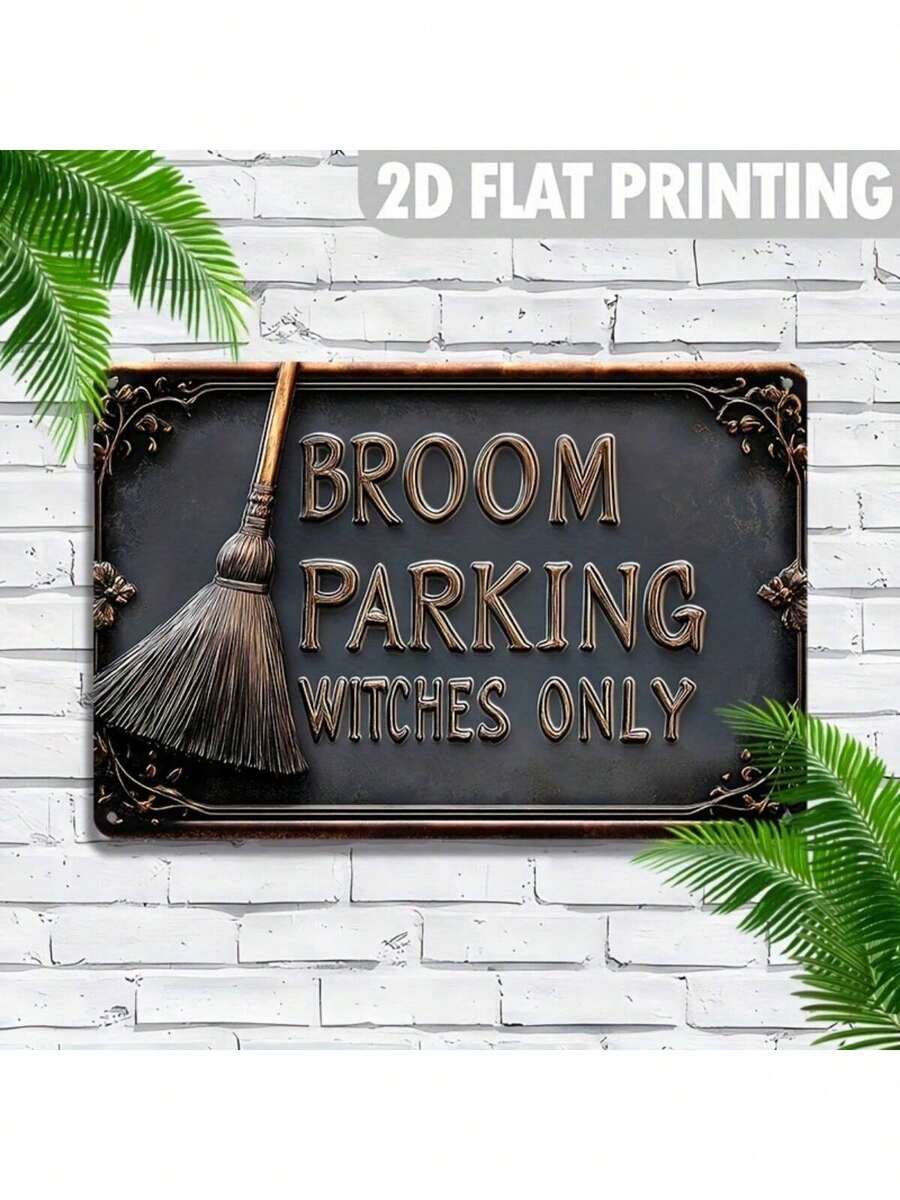 1 Stück Vintage "Nur für Hexenbesen" Metallschild - Rustikales Hexen-Thema Heimdekoration, geeignet für Zuhause, Veranda oder Bauernhaus | 30x20cm Metallwandkunst mit elegantem Rahmen | Perfektes Urlaubsgeschenk für Weihnachten, geeignet für Raumdekoration, zufälliger Lochstil Herbst Dekoration Weihnachtsdekorationen
