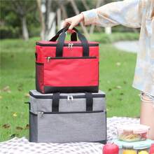 1 PIEZA Bolsa de picnic aislada con paquete de hielo, bolsa de picnic grande impermeable de tela Oxford de gran capacidad, bolsa aislada plegable clásica para picnic y almacenamiento, ideal para picnics, viajes, aventuras al aire libre, bolsa de playa refrigeradora, bolsa refrigeradora con cremallera superior - bolsa aislada para caliente o frío, picnic, playa, entrega de alimentos