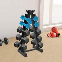 6 Pair 660lbs Dumbbell Rack Stand, 6 Tier Weight Storage Organizer Rack Space Saving With Anti-Slip Pads, For Home Hotel School Gym - Black - View 4