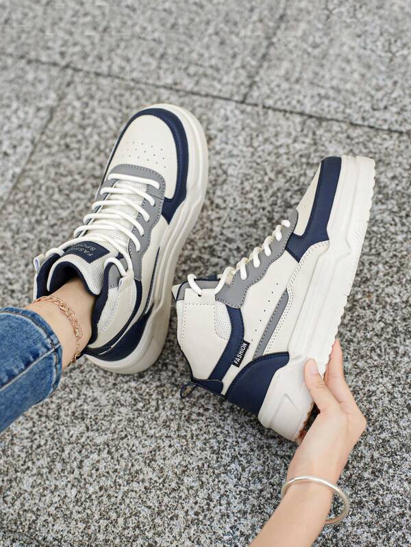 Women's Fashion Comfortable Versatile Lace-Up High Top Sneakers, Outdoor Casual Daily Streetwear School Vulcanized Shoes