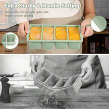 2-Pack Silicone Soup Freezer Trays With Lids - 1-Cup Portion Containers For Broth, Stock & Meal Prep, Leak-Proof Design & Stackable Storage, Perfect For 250mL/125mL Frozen Cubes - 薄荷綠 - 查看 4