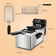 Aigostar 3 Litre Deep Fat Fryer With Viewing Window, 2200W Deep Fryer With Temperature Control, Easy Cleaning, Stainless Steel, Removable Oil Basket, Silver - Ushas - View 9