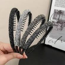 4条装女士多色新款发箍，多功能水钻褶皱发箍，防滑齿设计，适合日常佩戴，发带，发箍，发饰，头饰 - 彩色 - 查看 2