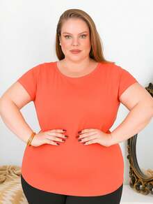 Plus Size Bat Sleeve Blouse In Viscolycra – From G1 To G5 | Comfort And Style - 珊瑚粉 - 查看 1