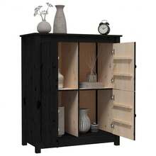 Küchenmöbel Sideboard Schwarz 83x41,5x100 cm aus massivem Kiefernholz Modernes Sideboard Vielfältige Verwendungsmöglichkeiten, Esszimmer/Küche
