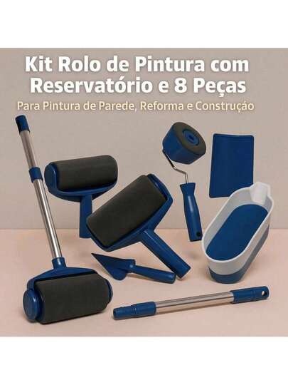 Kit Rolo De Pintura Inteligente sem Sujeira Parede Teto pintar facil 8 peças