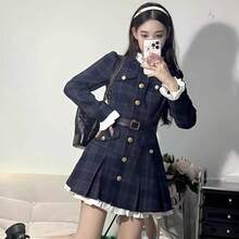 1 件韩国时尚甜美优雅时尚紧身长袖连衣裙，适合派对、表演、日常穿着、角色扮演、情人节礼物、日常和节日通用，不包括腰带万圣节 - 彩色 - 查看 2