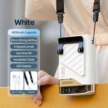 kinscoter 1 Peça Ventilador Portátil Recarregável de 4000mAh para Cintura, Acessórios de Camping, Praia e Viagem, Refrigerador de Ar, Bateria Portátil, Mini Ventilador Pessoal para Pescoço