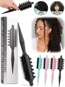 Curling Hairstyle Comb (With Tail Handle) - Easy To Comb, Smooth, Shaping Curls, Suitable For Dry And Wet Use, Anti-Frizz, Unisex Sectioning Tool, Essential For Salon, Travel, Home, Black, Comb, Edge Comb, Comb, Detangling Comb, Ball-Shaped Comb, Mini Comb Set, Wooden Comb, Comb Set, Comb, Hair Brush, Hairstylist, Hairdressing Equipment, Hairstyle, Hairdressing, Hair Brush, Comb Set, Comb, Curling Comb, Detangling Comb, Ladies' Hair Brush, Hairstylist Accessories, Hairdressing Salon, Hairdressing Equipment - Multicolor - View 2