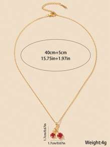 1 件时尚铜镶嵌锆石樱桃吊坠项链，适合女性日常佩戴、珠宝配饰、音乐节、生日礼物送给朋友