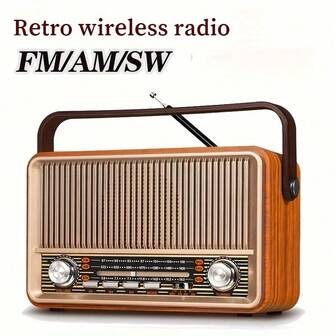 SENBOWE Radio portátil AM FM OC, radio de transistores con alimentación por enchufe de pared o batería recargable para uso doméstico y exterior, mejor recepción, altavoz inalámbrico retro con AUX, ranura para tarjeta TF y reproducción USB 1200mAh