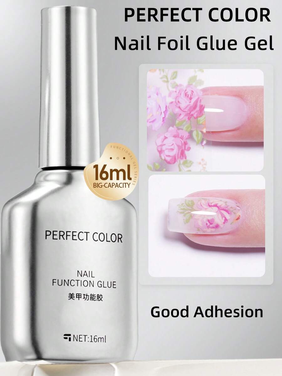 16ml Gel de transferencia de láminas de color perfecto para uñas, adecuado para transferencia de pegatinas de uñas, arte de uñas, esmalte de gel DIY, manicura en casa, regalo para mujeres, requiere el uso de lámpara LED para uñas - transparente - Ver 1