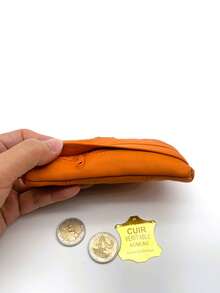 New Genuine Leather Wallet With Zipper Card Slots And Compartment For Women Wallet Mini Wallet Purse Wallet Coin Wallet - Orange 1 - View 3