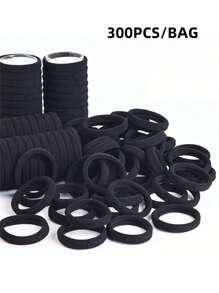 20pcs/50pcs/100pcs/200pcs/Set Black & Colorful High Elastic Hair Ties, Simple Seamless Rubber Bands For Ponytail, Solid Color High Stretch Hair Ties For Women, Comfortable & Durable, Essential For Home & Travel
