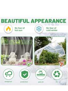 1块透明防雨防水篷布带密封圈，户外花园透明防雨罩防风篷布，适用于庭院鸡舍遮阳，植物露营