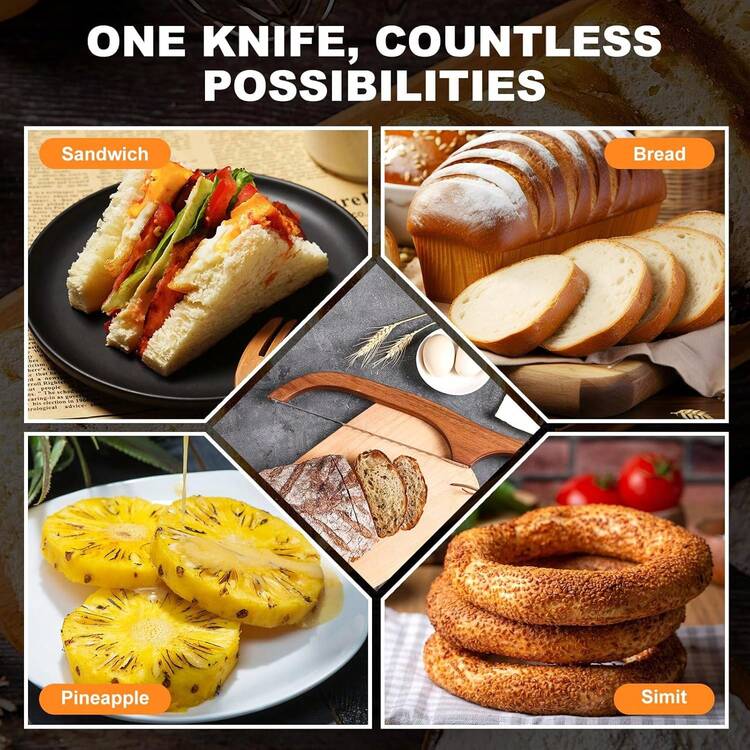 Cuchillo de pan profesional, cortador de masa madre premium con bolsa de empaque de tela de algodón - Cuchillo de pan de acero inoxidable extra largo para baguettes y bagels crujientes - Regalo perfecto para panaderos/amantes de la comida/chefs - Excelente para hornear en vacaciones y regalos de inauguración de casa - Multicolor - Añade 7