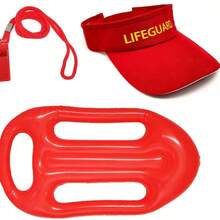 3/5件套夏季冲浪服套装，假日趣味救生员角色扮演，沙滩遮阳帽，红色时尚眼镜，哨子，冲浪板包，海滩度假装 - 彩色 - 查看 16