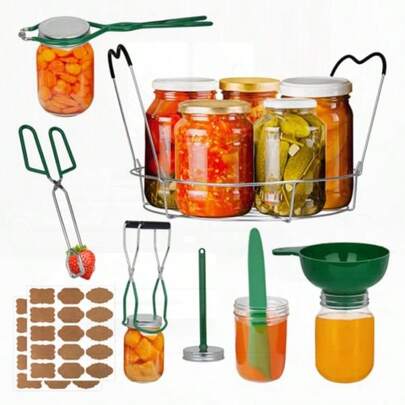 Canning Essentials Boxed Set Canning Kit Stainless Steel Canning Kit Canning Supplies Starter Kit Jar Lifter Tool Folding Storage Rack Canning Tongs MultiUse Canning Tools Mason Jar Funnel