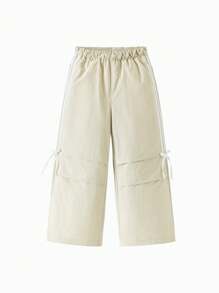 mini bala Girls Adjustable Durable Academy-Style Straight Pants Autumn - Khaki - View 3