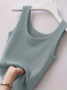 4pcs Affordable Women's Summer Ice Silk Basic Camisole, Anti-Glare, Breathable, Girls' Underwear, Spaghetti Strap, Ribbed Vest, Slim Fit, Outerwear/Innerwear Sleeveless Top