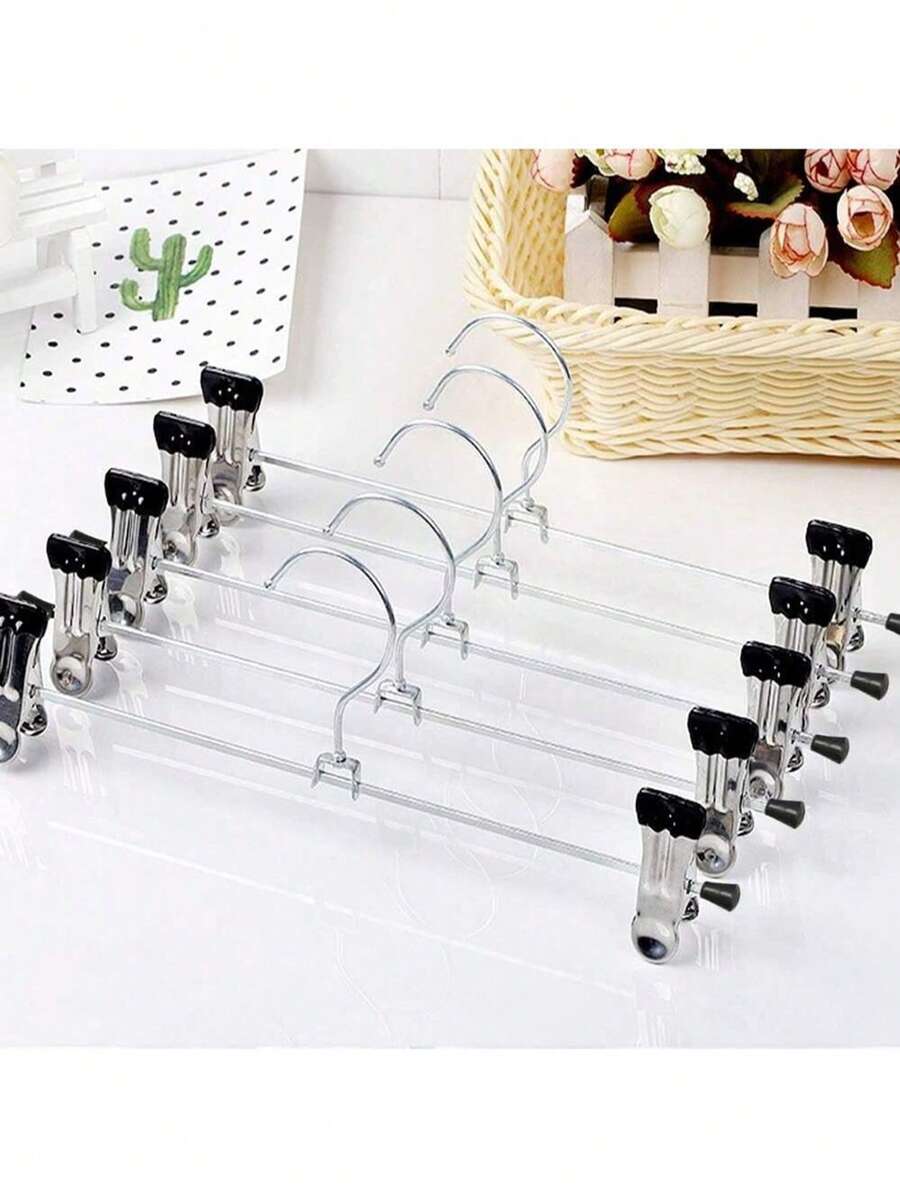 5/10/15 piezas Perchas para pantalones/faldas con pinzas, abrazaderas de metal adecuadas para pantalones cortos, faldas, de alta resistencia y ultra delgadas para ahorrar espacio