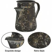 Z2 BellaDecor Vintage Pitcher Vase Rustic Farmhouse Vase For Flowers Vintage Metal Milk Jug Small Decorative Pitcher Shabby Chic Decor For Home, Kitchen, Bathroom, Gray