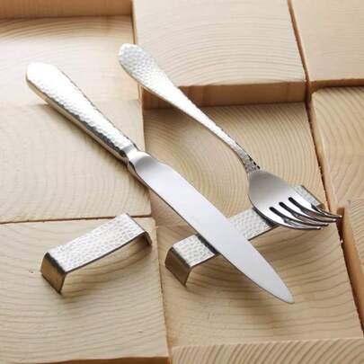 2件套不锈钢长方形刀叉架，创意长方形锤纹筷子架，简约设计勺子筷子架