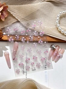 1 Sheet 3D Lily Flower & Butterfly Design Nail Art Stickers Decals Decoration