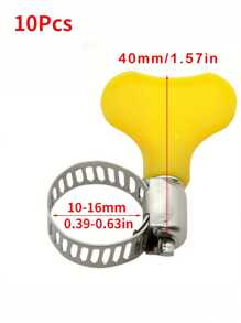 5/10 pièces Kit de colliers de serrage en acier inoxydable, disponible dans les tailles : 10-16 mm, 13-19 mm, 19-29 mm, 25-38 mm, collier avec vis à oreilles et poignée en plastique jaune, conception à boulon en T et à vis sans fin, collier sécurisé pour la plomberie et l'automobile, métal, en forme d'anneau, accessoires industriels et scientifiques pour l'hydraulique, la pneumatique et les tuyaux d'eau