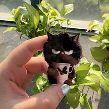1个可爱猫咪元素亚克力猫形手机支架，带可调节支架，适用于大多数智能手机，防震设计，送给女孩的绝佳礼物，兼容 16 Pro/16/15/14/13等手机，母亲节生日礼物 - 查看 3