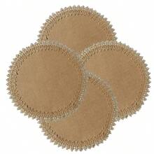 4 Stücke/6 Stücke/8 Stücke runde gewebte Tischsets mit Seilkanten, braune Farbe, 15 Zoll hitzebeständige Jute Vintage Tischmatten für die Tischdekoration im Esszimmer, schützen vor Flecken und Ölen. Geeignet für Familienfeiern, Hochzeiten und lange Tische, runder Tisch, leicht zu reinigen für den täglichen Gebrauch drinnen und Outdoor, Hochzeitsfeierlichkeiten, Restaurants, Küchen, Cafés, Weihnachten, Erntedankfest, Geburtstage