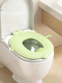 1 pieza Asiento de inodoro plegable y portátil para niños de TPE suave con almohadilla de silicona antideslizante, asiento de entrenamiento para ir al baño, anillo de inodoro plegable y lavable, adecuado para niños pequeños, niños y niñas. Por favor, consulte el tamaño de su propio inodoro doméstico antes de la compra. - Estilo conejo - Ver 8