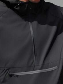 Giacca a maniche lunghe con cappuccio, collo alto, multi-tasche, impermeabile, adatta per running e trekking, per uomo, autunno/inverno - nero - Visualizzare 5