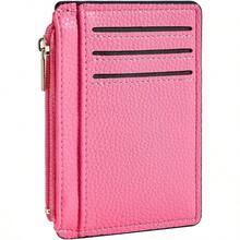 Credit Card Holder For Women Slim Minimalist Front Pocket RFID Blocking Wallet Small Compact Card Case With ID Window Pink-0029 - Pink - View 1