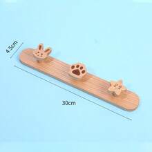 1pc Cartoon Wooden Wall Mounted Coat Rack, Cute Animal Design Hooks For Baby Nursery, Entryway, No Drilling Required - Wood Color - View 7
