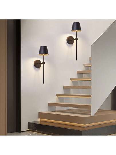 1/ Rechargeable Wand Lamp Set, Black, Magnetic Detachable Remote Control Verlichting Temperatures, Dimmable Wireless Bedroom, Living Room, Hallway Home Corridor Lighting, Elegante Lighting Fixture, Durable Material view 8