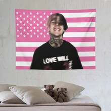 Lil Pink Peep America Flag Pink Wall Tapestry Blanket Funny Poster For College Dorm Decor Room Decoration Gift Merch - Baby Pink - View 7