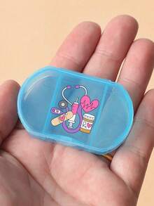 1pc Oval Pill Box , Three Compartment Portable Pill Storage Medicine Box, Mini Storage Box, Portable Jewelry And Medicine Box, Personalized Creative Gift With Letter Logo, Suitable For Travel, Outdoor Activities, Bags, Pockets, Unique Design Decorative Travel Storage Box, Medicine Storage Box - Multicolor - View 5