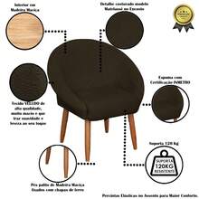 MOBLAN DECOR Kit 1 Armchair And 1 Modern Upholstered Pouffe For Reception, Comfortable Velvet Fabric, Toothpick Legs
