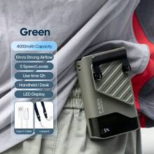 kinscoter 1 Peça Ventilador Portátil Recarregável de 4000mAh para Cintura, Acessórios de Camping, Praia e Viagem, Refrigerador de Ar, Bateria Portátil, Mini Ventilador Pessoal para Pescoço