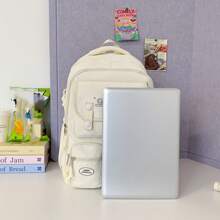 Nova Mochila Casual Minimalista de Grande Capacidade com Vários Bolsos para Estudantes Universitários