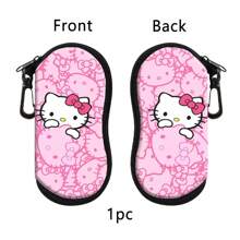 Sanrio 1 pezzo Custodia portaocchiali Hello Kitty - Stile Kuromi, Pompompurin e amici, design a collisione multicolore, design a stampa floreale, con cerniera e gancio, anti-smarrimento e portatile, custodia per occhiali in tessuto morbido e antiurto, adatta per riporre occhiali alla moda e vari piccoli oggetti, regalo di stile per le donne, riutilizzabile, ottimo regalo piccolo per Natale, Ognissanti, compleanni e feste tra amici