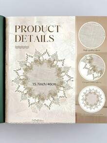 1pc 100% Polyester Embroidered Lace Cutwork Round Placemat, Candle Mat, Round Tablecloth, Vintage Bohemian Style, Suitable For Dining Table, Coffee Table, Vanity, Living Room, Home Decor, Holiday Party, Picnic, Family Gathering, Wedding Gift