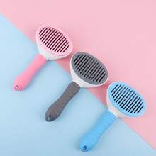 1pc Cat Hair Removal Brush, Pet Dog Brush, Massage Cleaning Anti-Shedding Brush, Stainless Steel Fine Pins Detangling, One-Click Shedding Self-Cleaning Cat Hair Brush, Silicone Handle Gentle Grooming Tool For Pet - Multicolor - View 13