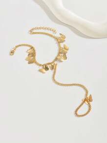 1pc Minimalist Chic Versatile Beaded Chain Finger Ring Bracelet For Women, Suitable For Daily Wear (Handmade, Random Quantity, Avoid Water)