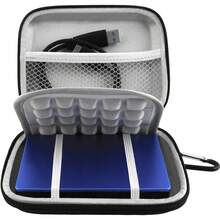 Lacdo Estuche de transporte para disco duro para Portable One Expansion Backup Plus Slim Game Drive Disco duro externo portátil 1TB 2TB 4TB 5TB USB 3.0 2.5 pulgadas Bolsa de viaje a prueba de golpes HDD, negro - Negro - Ver 9