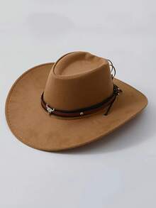 1 pièce Chapeau de cowboy respirant pour garçons avec une boucle de ceinture classique en forme de tête de taureau, parfait pour les activités de loisirs en plein air comme le camping, la pêche, la randonnée et les vacances - Polyester, non extensible, fermé par boucle, accessoires de camping - Chapeau de cowboy avec décoration tête de veau - Voir 11