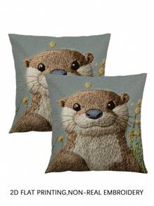 1 Stück/2 Stück moderner Felsen-Otter Muster umkehrbarer Kissenbezug, in verschiedenen Größen erhältlich, maschinenwaschbar, beidseitig super weicher Plüsch, Reißverschlussschluss, weicher Stoff Dekorationskissenbezug, geeignet für verschiedene Raumtypen - ohne Einsatz